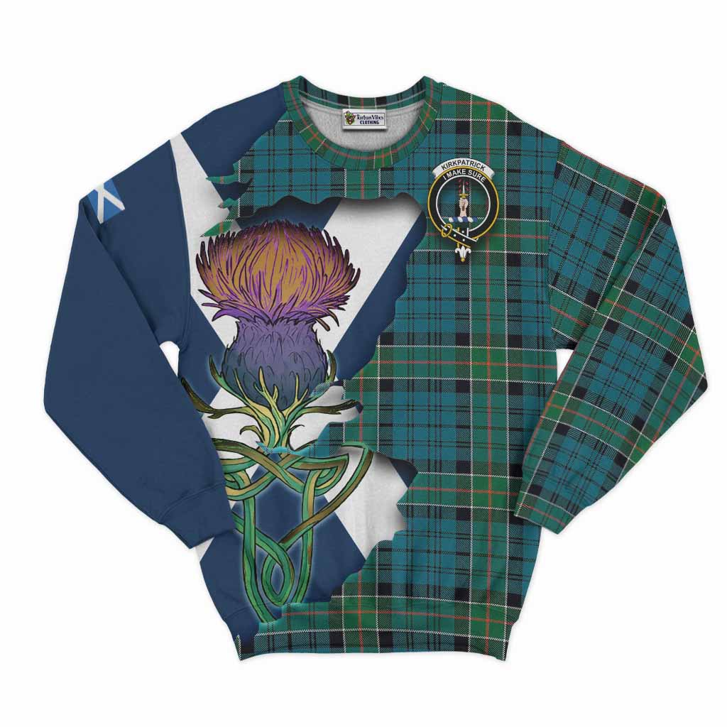 Kirkpatrick Tartan Family Crest Sweatshirt Scottish Thistle Celtic Inspired Unisex - Tartan Vibes Clothing