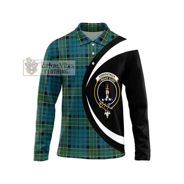 Kirkpatrick Tartan Long Sleeve Polo Shirt with Family Crest Circle Style Unisex - Tartan Vibes Clothing