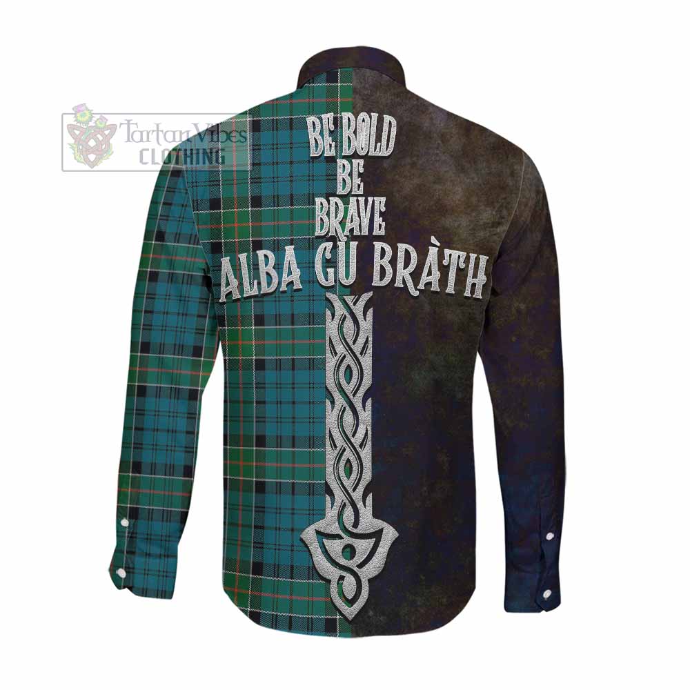 Tartan Vibes Clothing Kirkpatrick Tartan Family Crest Long Sleeve Button Shirt Alba Gu Brath Be Brave Lion Ancient Style