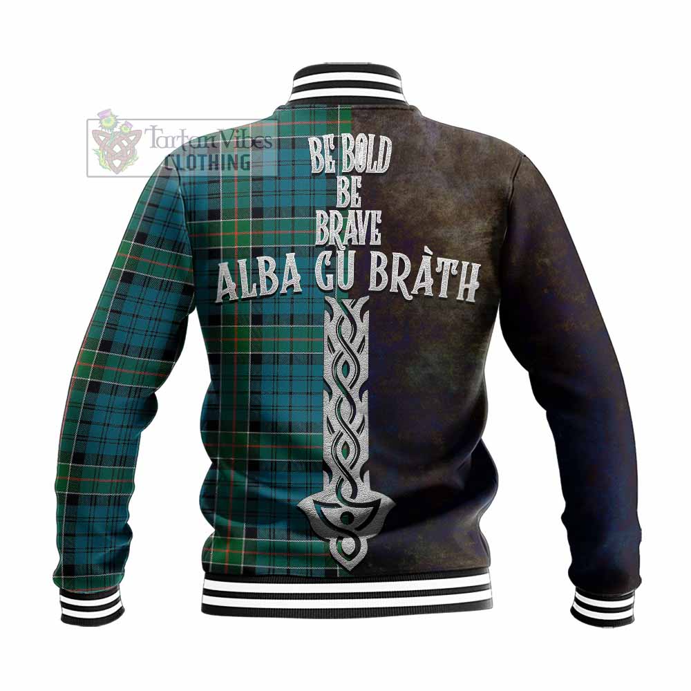 Tartan Vibes Clothing Kirkpatrick Tartan Family Crest Baseball Jacket Alba Gu Brath Be Brave Lion Ancient Style