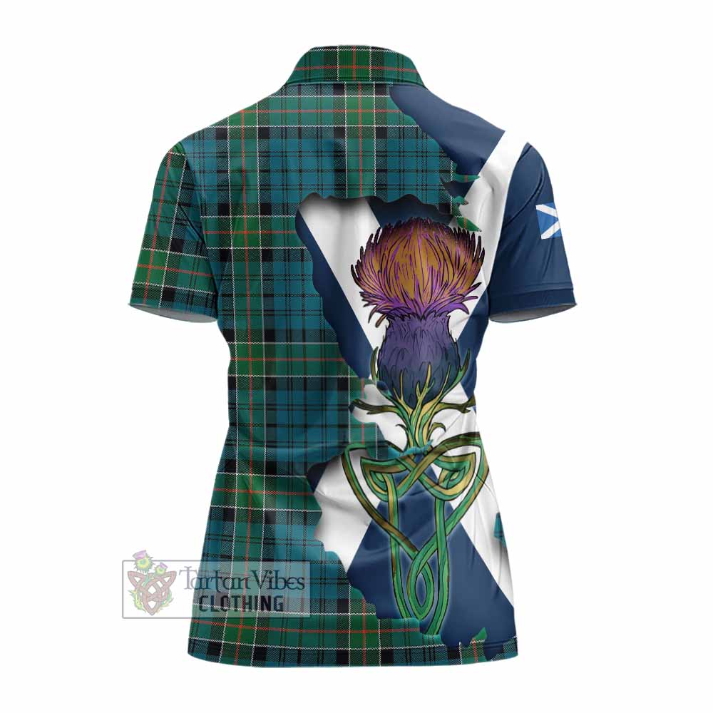 Tartan Vibes Clothing Kirkpatrick Tartan Family Crest Women's Polo Shirt Scottish Thistle Celtic Inspired
