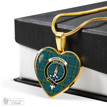 Kirkpatrick Tartan Heart Necklace with Family Crest