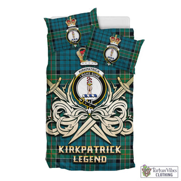 Kirkpatrick Tartan Bedding Set with Clan Crest and the Golden Sword of Courageous Legacy