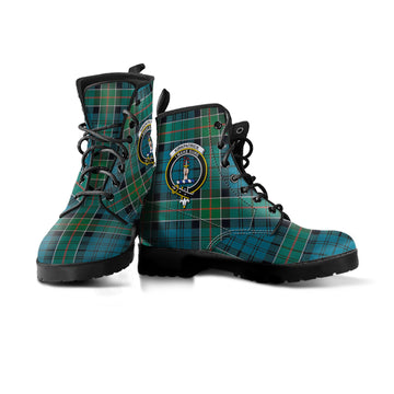 Kirkpatrick Tartan Leather Boots with Family Crest