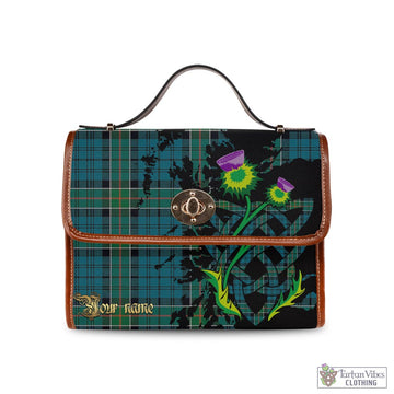 Kirkpatrick Tartan Waterproof Canvas Bag with Scotland Map and Thistle Celtic Accents