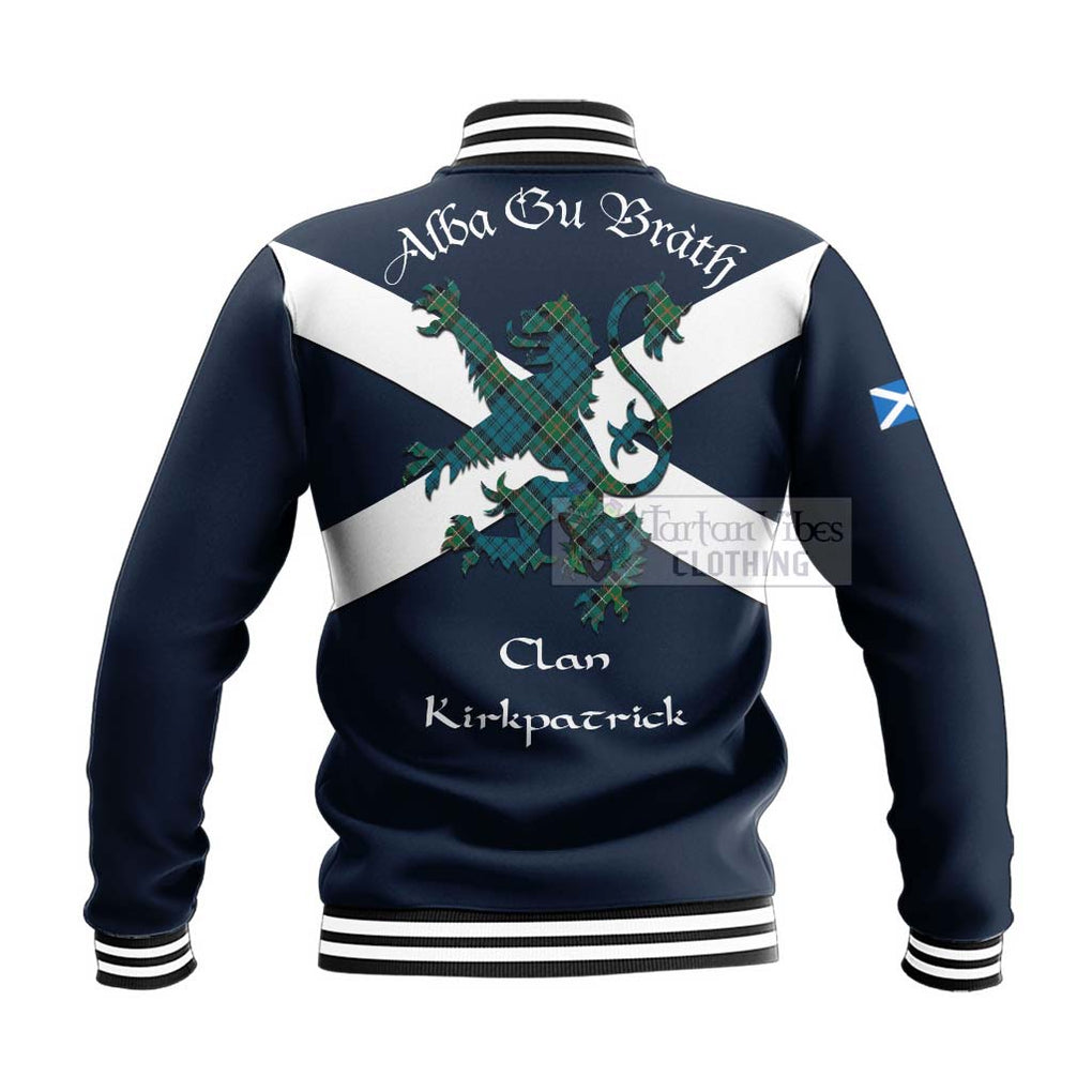 Tartan Vibes Clothing Kirkpatrick Tartan Lion Rampant Baseball Jacket – Proudly Display Your Heritage with Alba Gu Brath and Clan Name