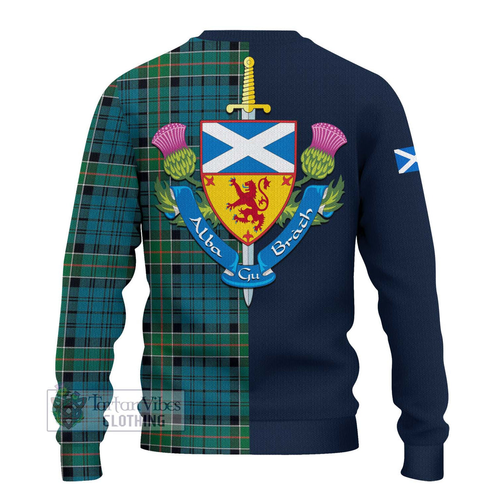 Tartan Vibes Clothing Kirkpatrick Tartan Knitted Sweater with Scottish Lion Royal Arm Half Style