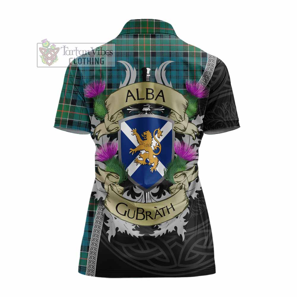 Tartan Vibes Clothing Kirkpatrick Tartan Family Crest Women's Polo Shirt Lion Rampant Royal Thistle Shield Celtic Inspired