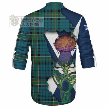 Kirkpatrick Tartan Family Crest Ghillie Kilt Shirt Scottish Thistle Celtic Inspired