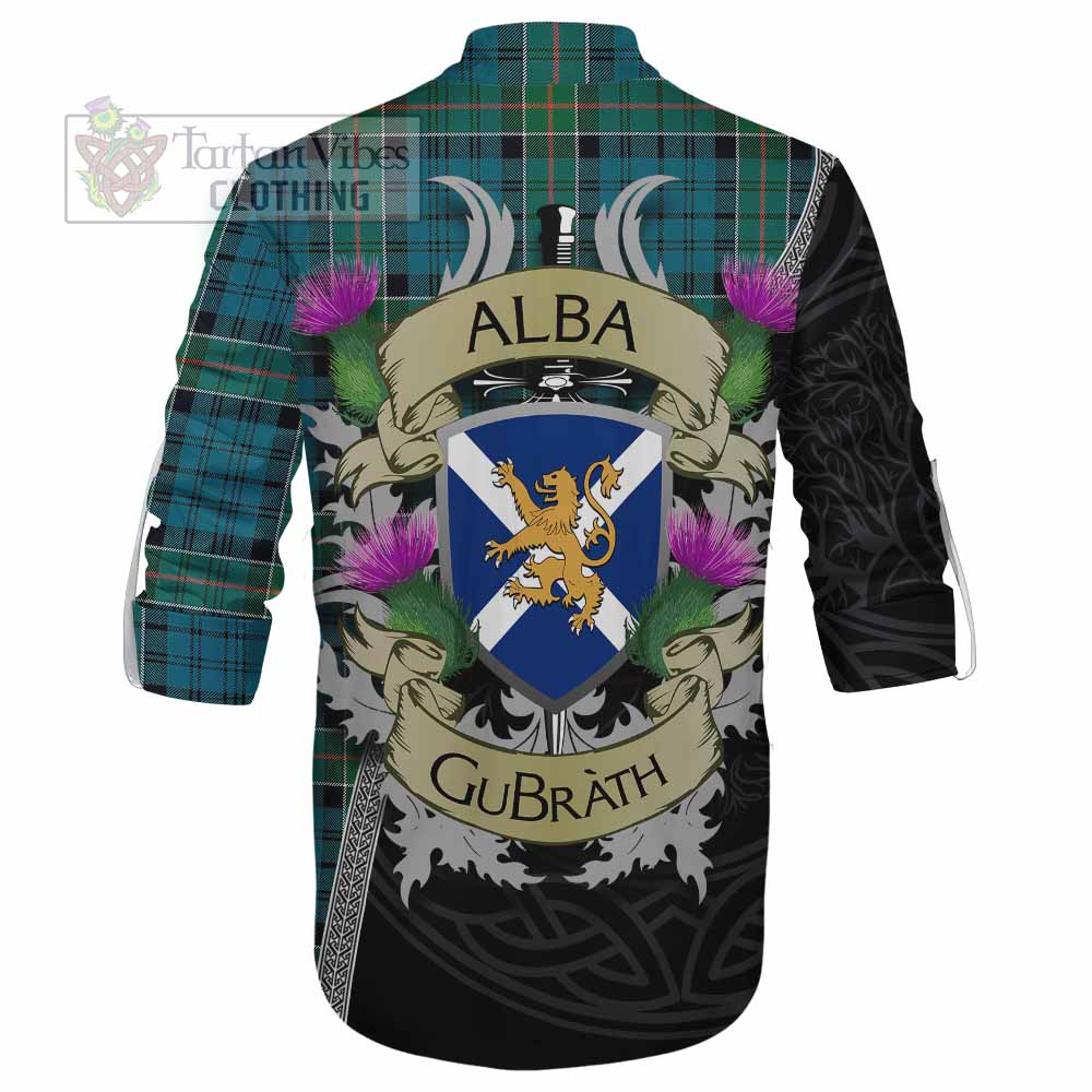 Tartan Vibes Clothing Kirkpatrick Tartan Family Crest Ghillie Kilt Shirt Lion Rampant Royal Thistle Shield Celtic Inspired