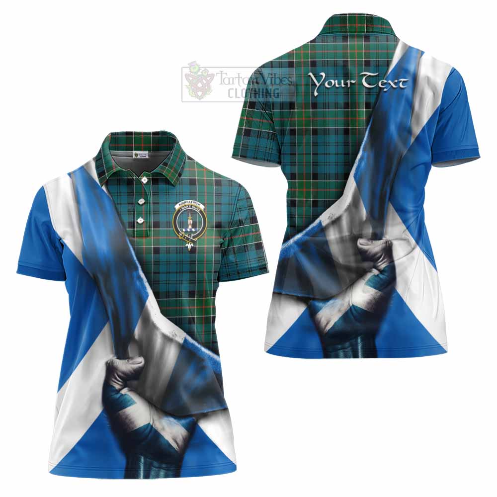 Tartan Vibes Clothing Kirkpatrick Tartan Women's Polo Shirt with Family Crest Scotland Patriotic Style