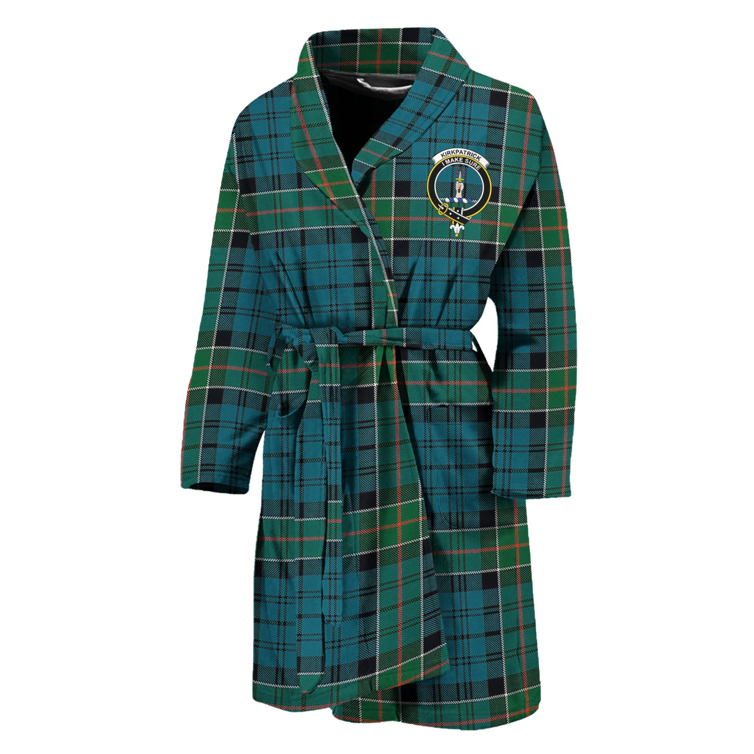 Kirkpatrick Tartan Bathrobe with Family Crest Unisex M - Tartan Vibes Clothing