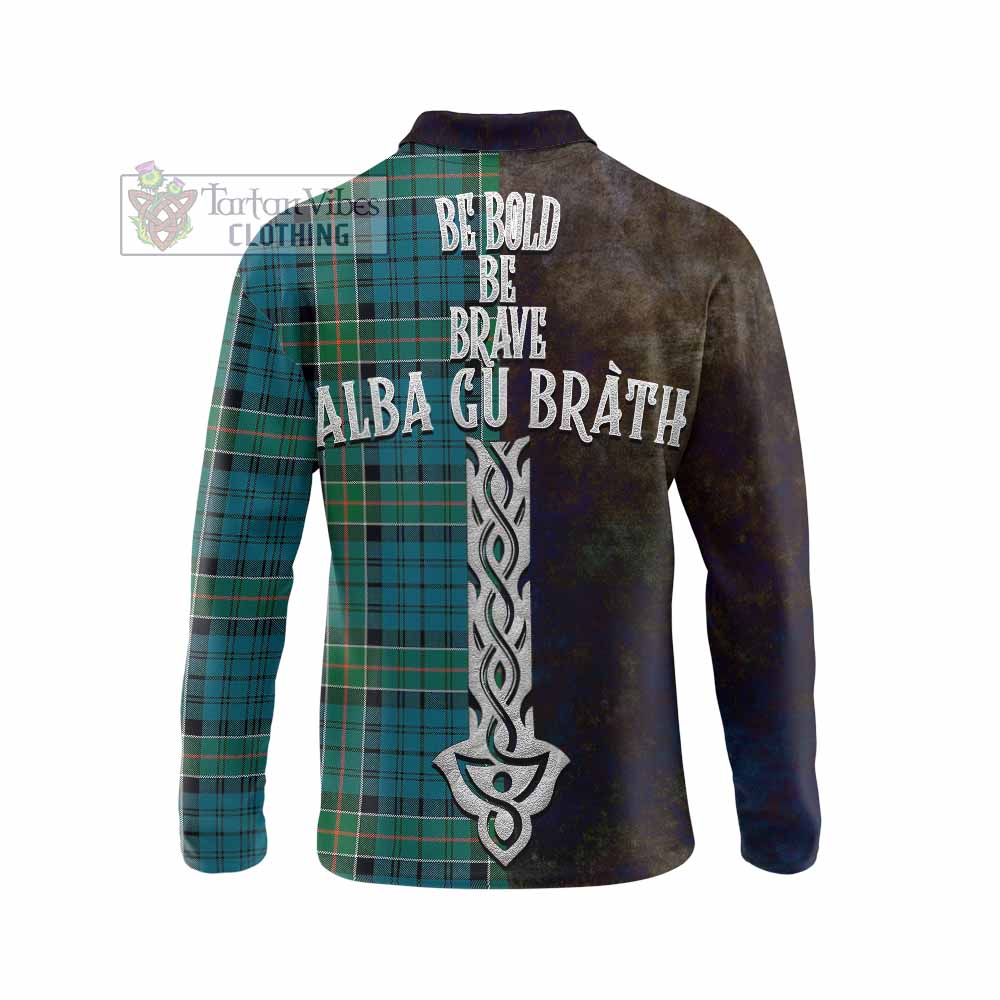 Tartan Vibes Clothing Kirkpatrick Tartan Family Crest Long Sleeve Polo Shirt Alba Gu Brath Be Brave Lion Ancient Style