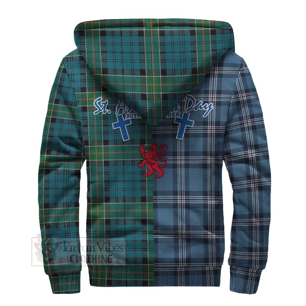 Tartan Vibes Clothing Kirkpatrick Tartan Sherpa Hoodie Happy St. Andrew's Day Half Tartan Style