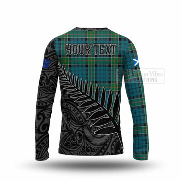 Tartan Vibes Clothing Kirkpatrick Crest Tartan Long Sleeve T-Shirt with New Zealand Silver Fern Half Style