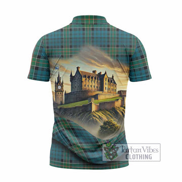 Kirkpatrick Tartan Family Crest Zipper Polo Shirt with Scottish Ancient Castle Style