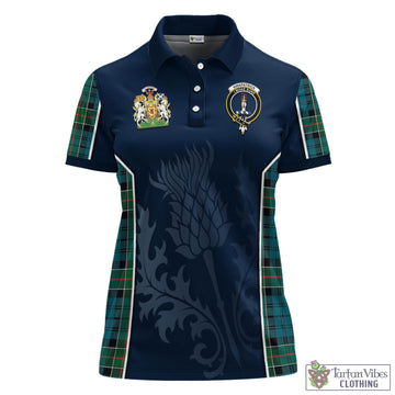 Kirkpatrick Tartan Women's Polo Shirt with Family Crest and Scottish Thistle Vibes Sport Style