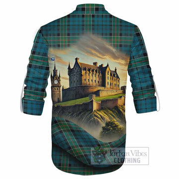 Kirkpatrick Tartan Family Crest Ghillie Kilt Shirt with Scottish Ancient Castle Style