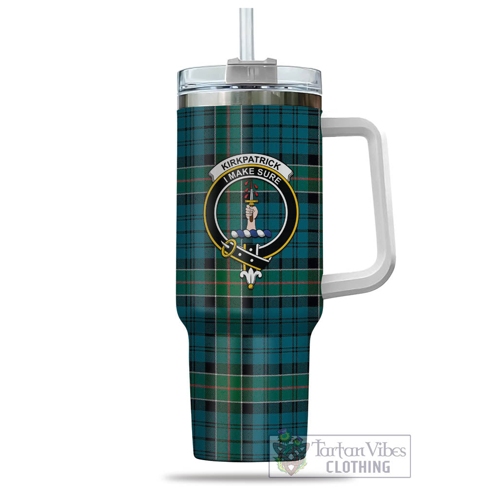 Tartan Vibes Clothing Kirkpatrick Tartan and Family Crest Tumbler with Handle