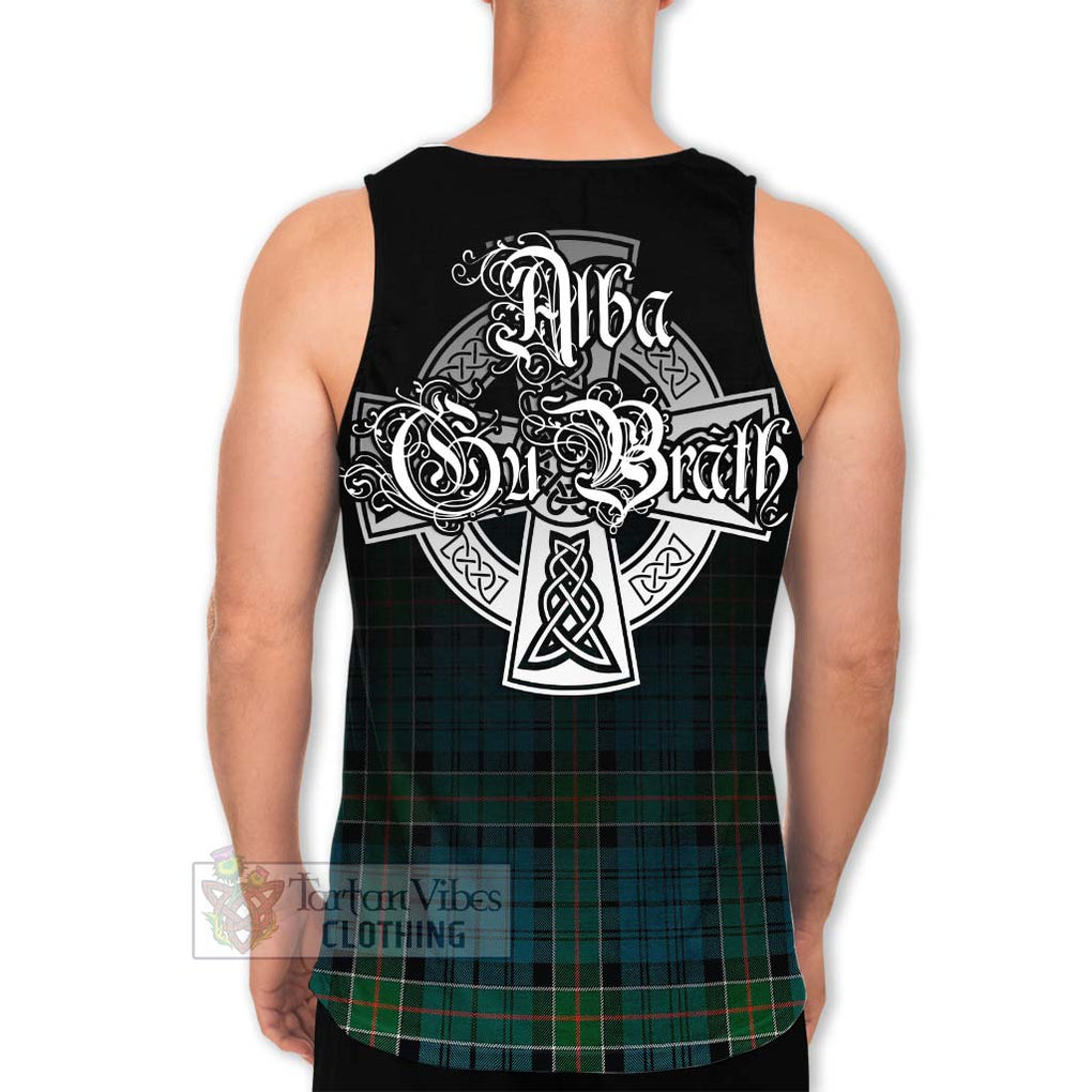 Tartan Vibes Clothing Kirkpatrick Tartan Men's Tank Top Featuring Alba Gu Brath Family Crest Celtic Inspired