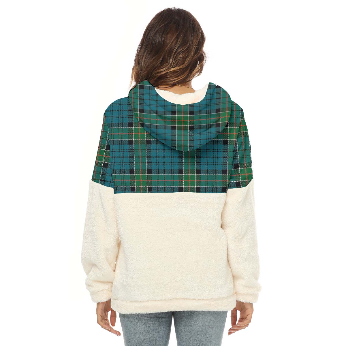 Kirkpatrick Tartan Women's Borg Fleece Hoodie With Half Zip with Family Crest - Tartan Vibes Clothing