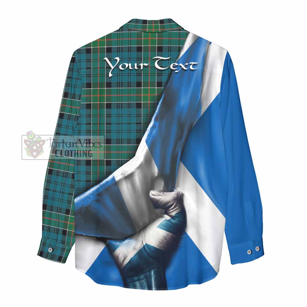 Tartan Vibes Clothing Kirkpatrick Tartan Women's Casual Shirt with Family Crest Scotland Patriotic Style