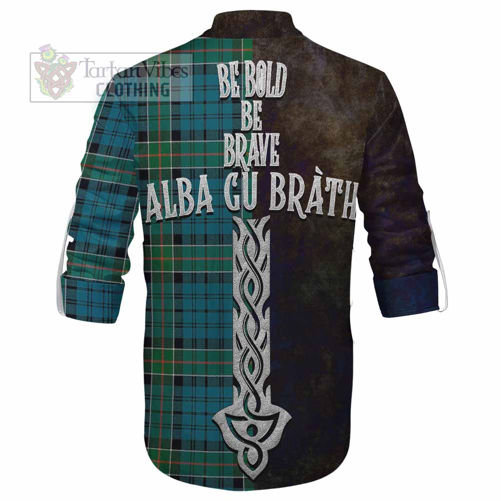 Tartan Vibes Clothing Kirkpatrick Tartan Family Crest Ghillie Kilt Shirt Alba Gu Brath Be Brave Lion Ancient Style
