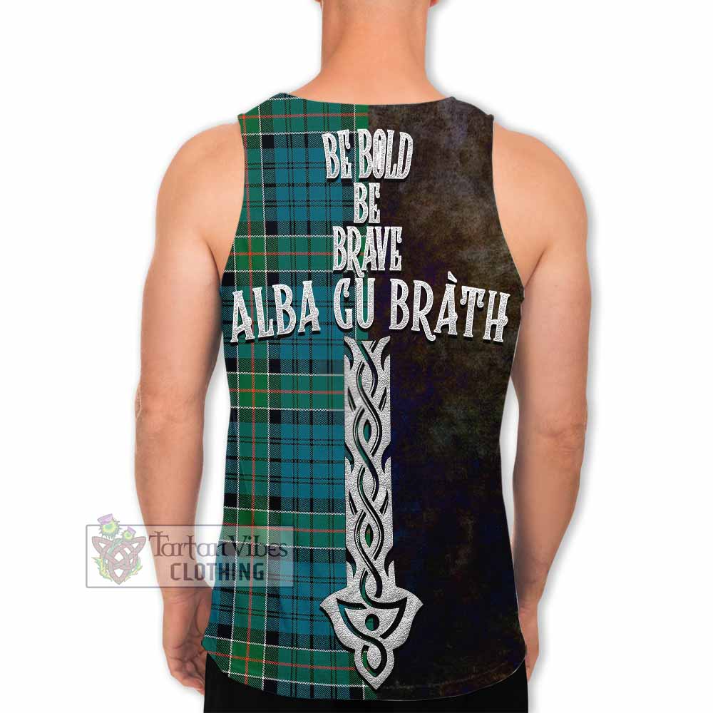 Tartan Vibes Clothing Kirkpatrick Tartan Family Crest Men's Tank Top Alba Gu Brath Be Brave Lion Ancient Style