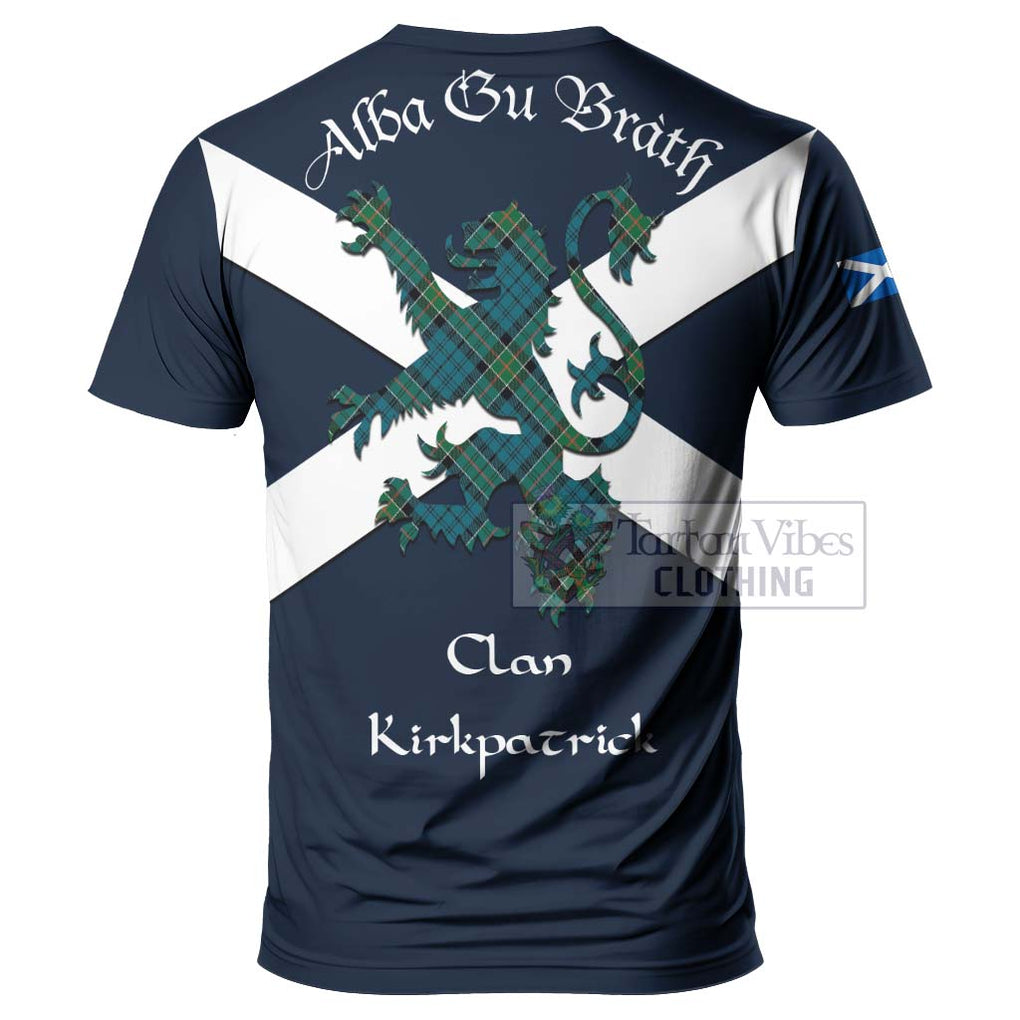 Tartan Vibes Clothing Kirkpatrick Tartan Lion Rampant T-Shirt – Proudly Display Your Heritage with Alba Gu Brath and Clan Name