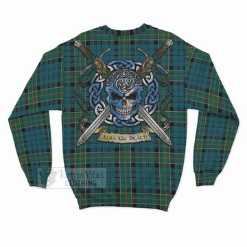 Kirkpatrick Tartan Sweatshirt with Family Crest Celtic Skull Style