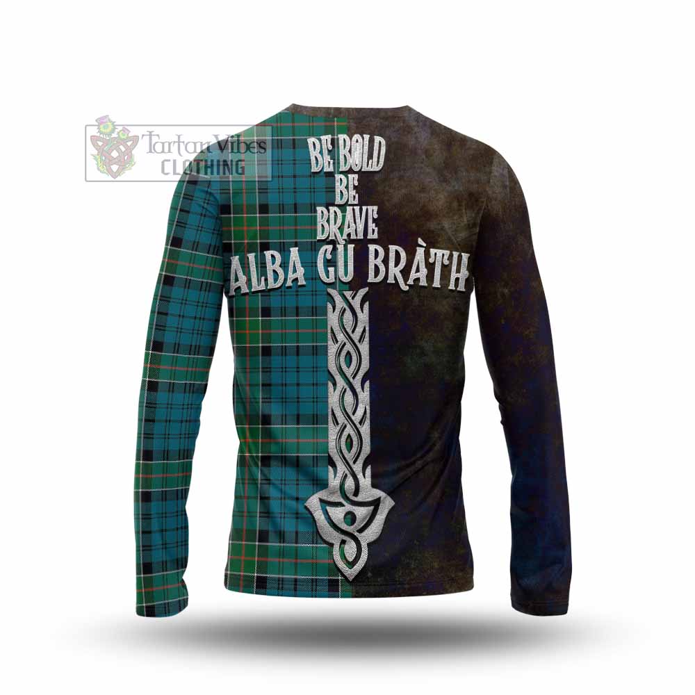Tartan Vibes Clothing Kirkpatrick Tartan Family Crest Long Sleeve T-Shirt Alba Gu Brath Be Brave Lion Ancient Style