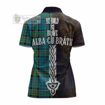 Kirkpatrick Tartan Family Crest Women's Polo Shirt Alba Gu Brath Be Brave Lion Ancient Style