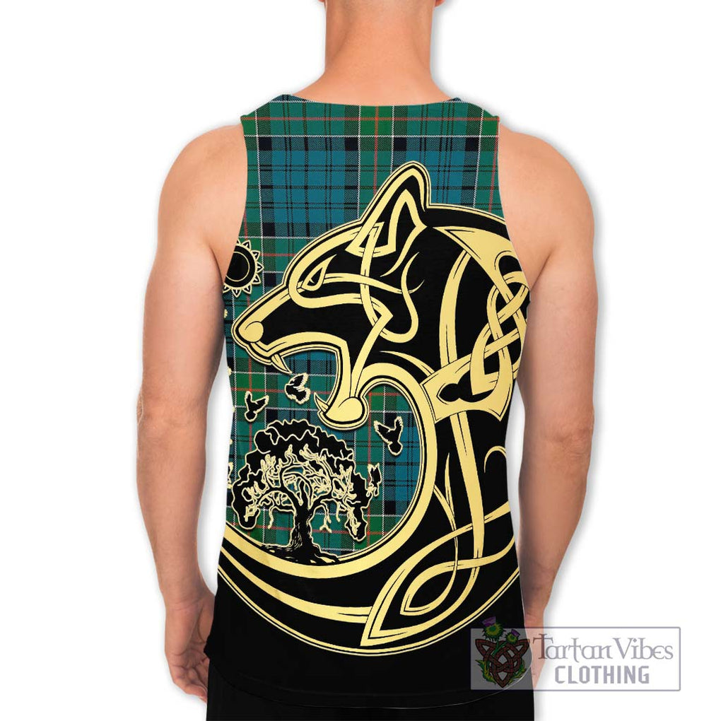 Kirkpatrick Tartan Men's Tank Top with Family Crest Celtic Wolf Style - Tartan Vibes Clothing