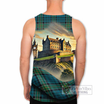 Kirkpatrick Tartan Family Crest Men's Tank Top with Scottish Ancient Castle Style