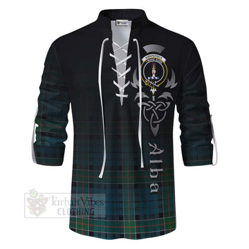 Tartan Vibes Clothing Kirkpatrick Tartan Ghillie Kilt Shirt Featuring Alba Gu Brath Family Crest Celtic Inspired