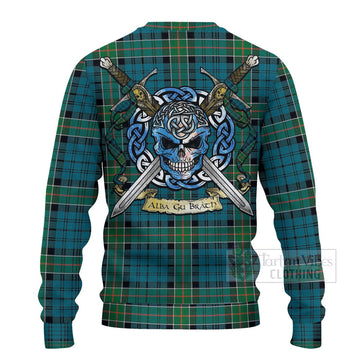 Kirkpatrick Tartan Ugly Sweater with Family Crest Celtic Skull Style
