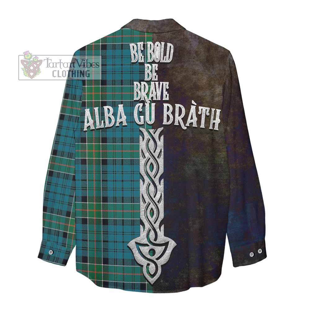Tartan Vibes Clothing Kirkpatrick Tartan Family Crest Women's Casual Shirt Alba Gu Brath Be Brave Lion Ancient Style