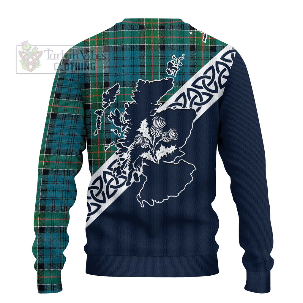 Tartan Vibes Clothing Kirkpatrick Tartan Knitted Sweater Featuring Thistle and Scotland Map