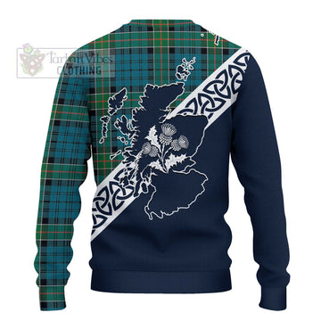 Kirkpatrick Tartan Ugly Sweater Featuring Thistle and Scotland Map