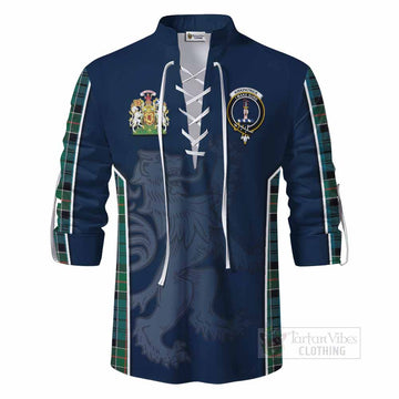 Tartan Vibes Clothing Kirkpatrick Tartan Ghillie Kilt Shirt with Family Crest and Lion Rampant Vibes Sport Style