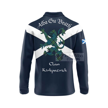 Tartan Vibes Clothing Kirkpatrick Tartan Lion Rampant Long Sleeve Polo Shirt – Proudly Display Your Heritage with Alba Gu Brath and Clan Name
