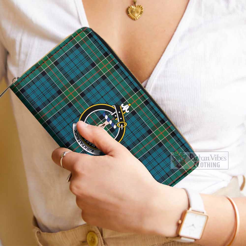 Tartan Vibes Clothing Kirkpatrick Tartan Women's Leather Wallet with Family Crest