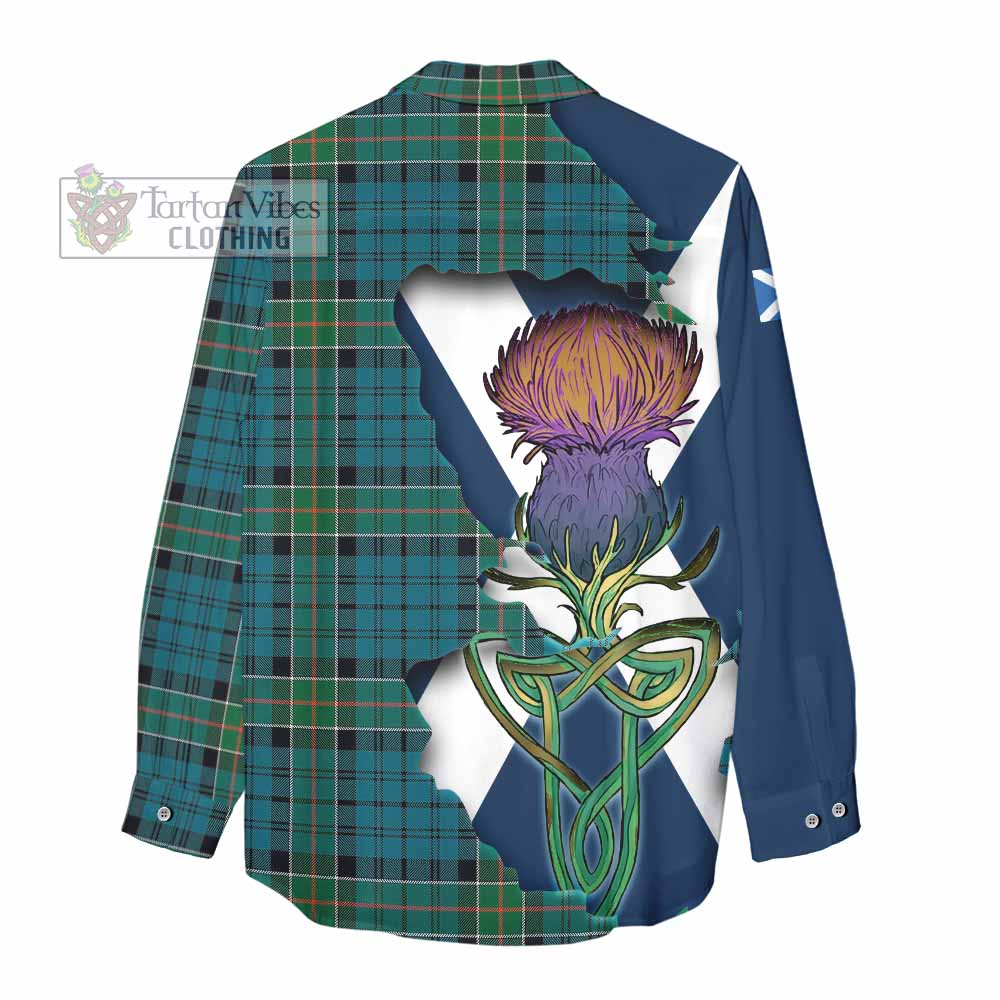 Tartan Vibes Clothing Kirkpatrick Tartan Family Crest Women's Casual Shirt Scottish Thistle Celtic Inspired