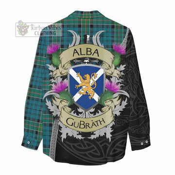 Tartan Vibes Clothing Kirkpatrick Tartan Family Crest Women's Casual Shirt Lion Rampant Royal Thistle Shield Celtic Inspired