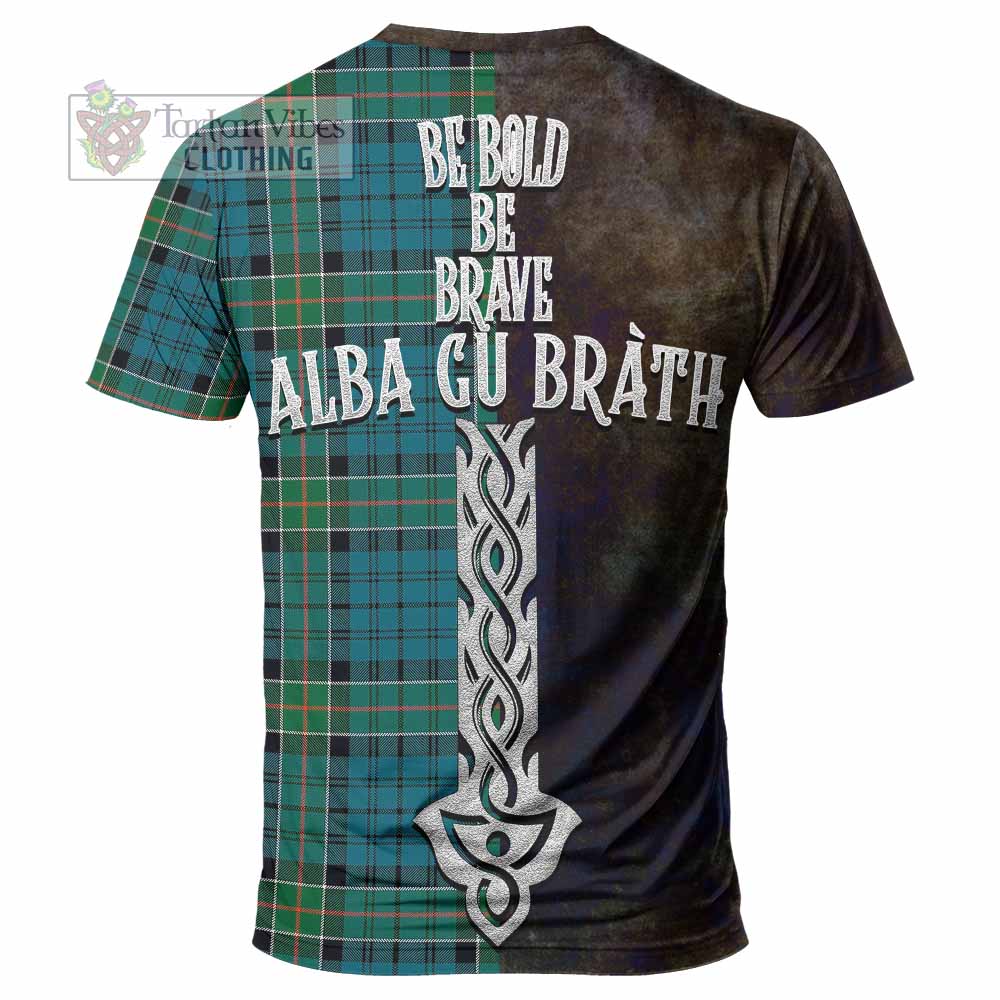 Tartan Vibes Clothing Kirkpatrick Tartan Family Crest T-Shirt Alba Gu Brath Be Brave Lion Ancient Style