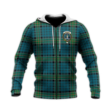 Kirkpatrick Tartan Knitted Hoodie with Family Crest