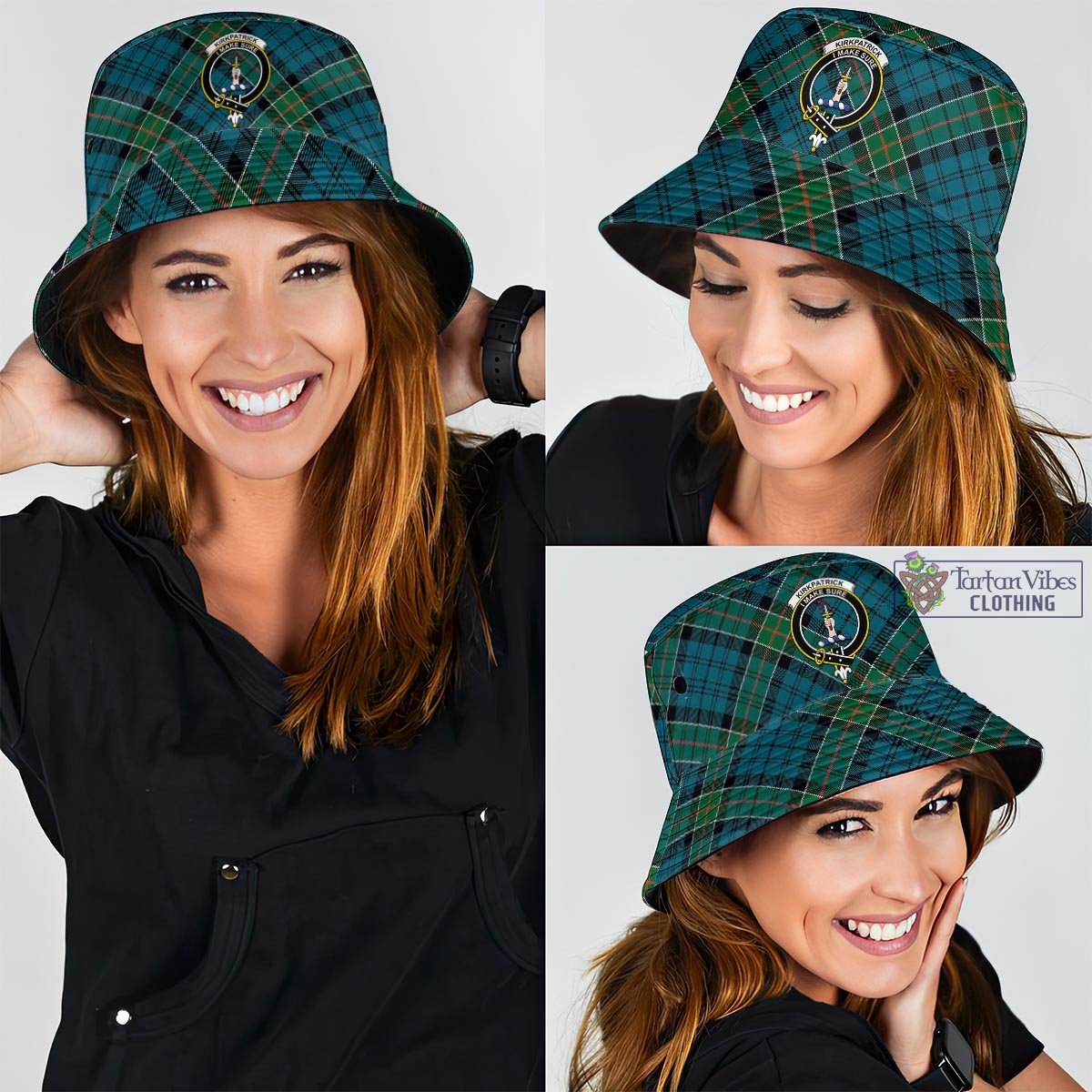 Kirkpatrick Tartan Bucket Hat with Family Crest - Tartan Vibes Clothing