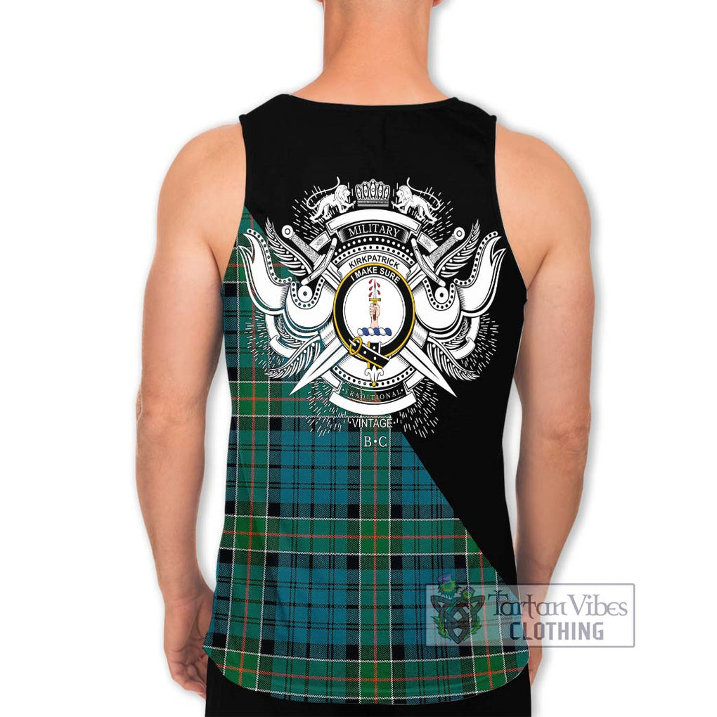 Kirkpatrick Tartan Men's Tank Top with Family Crest and Military Logo Style - Tartanvibesclothing Shop