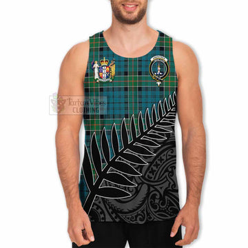 Tartan Vibes Clothing Kirkpatrick Crest Tartan Men's Tank Top with New Zealand Silver Fern Half Style