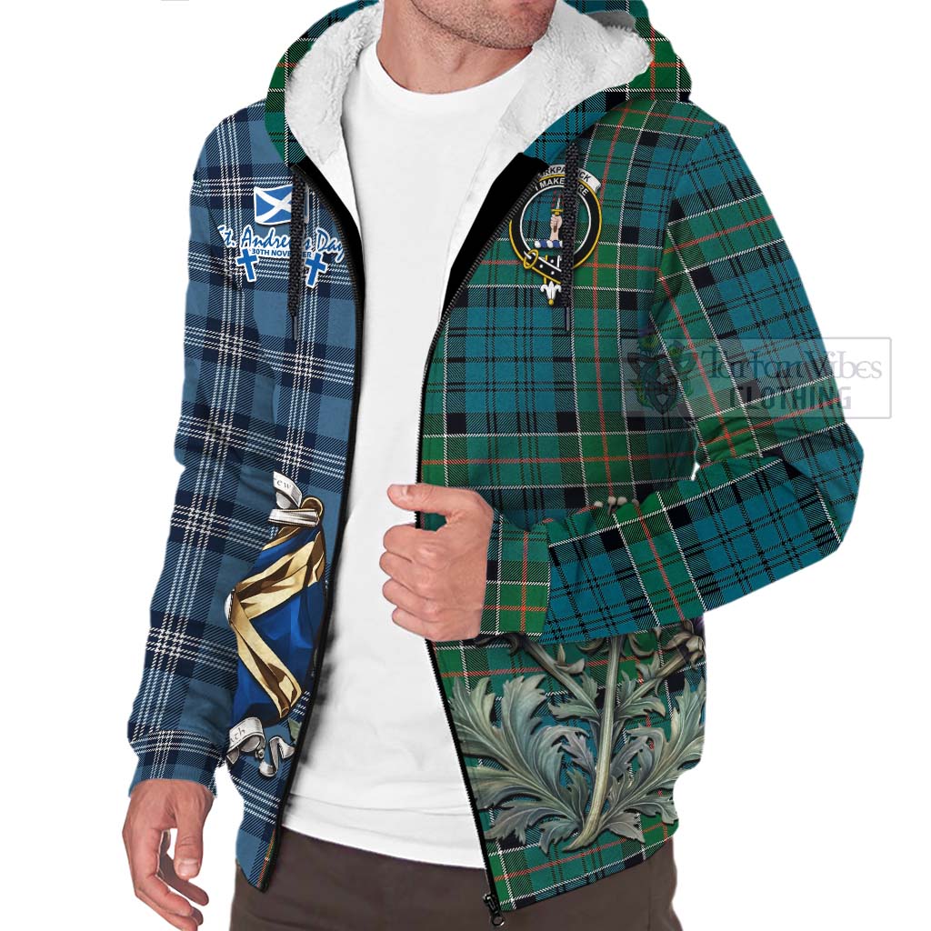 Tartan Vibes Clothing Kirkpatrick Tartan Sherpa Hoodie Happy St. Andrew's Day Half Tartan Style